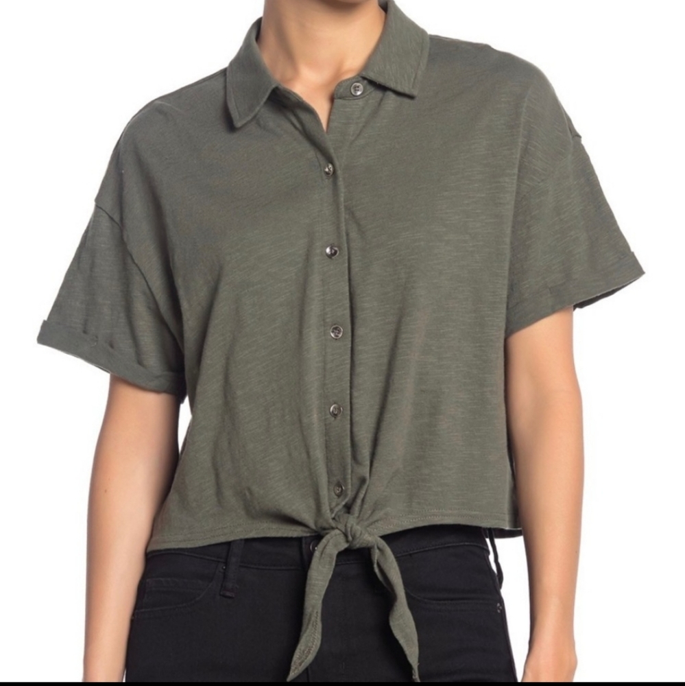 Anthropologie Splendid Military Olive Crop Top Size XS